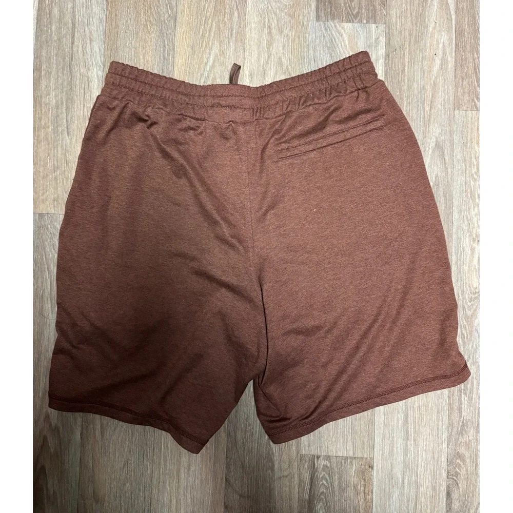 Quince Mens Performance Stretch Shorts Brown Heathered Recycled Polyester Size M - Picture 3 of 5